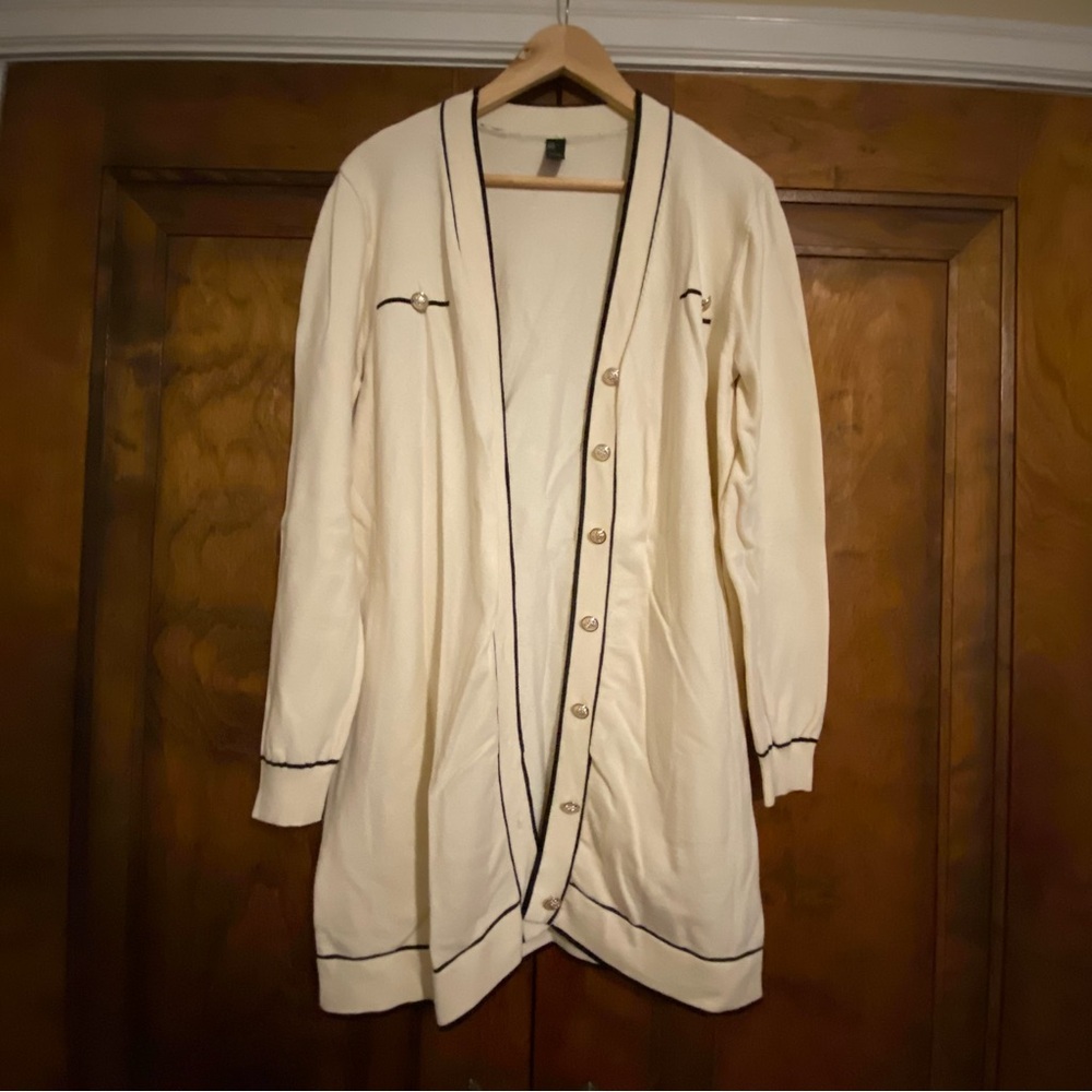 Cider Cream Cardigan with Black Accents